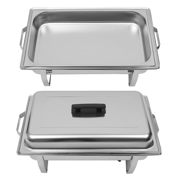 Chafing Dish, Einzelnes Fach Edelstahl Warmhaltebehälter 9.51Qt, Speisewärmer mit Klappbarer Ständer