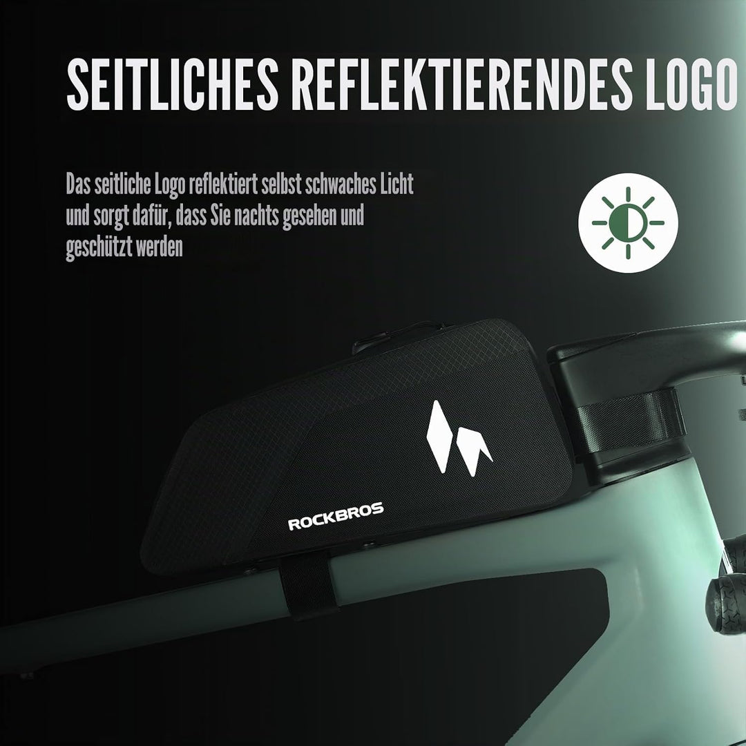 ROCKBROS Fahrrad Rahmentasche 100% Wasserdicht 1L, Oberrohrtasche Schlankes Design mit Formstabiler