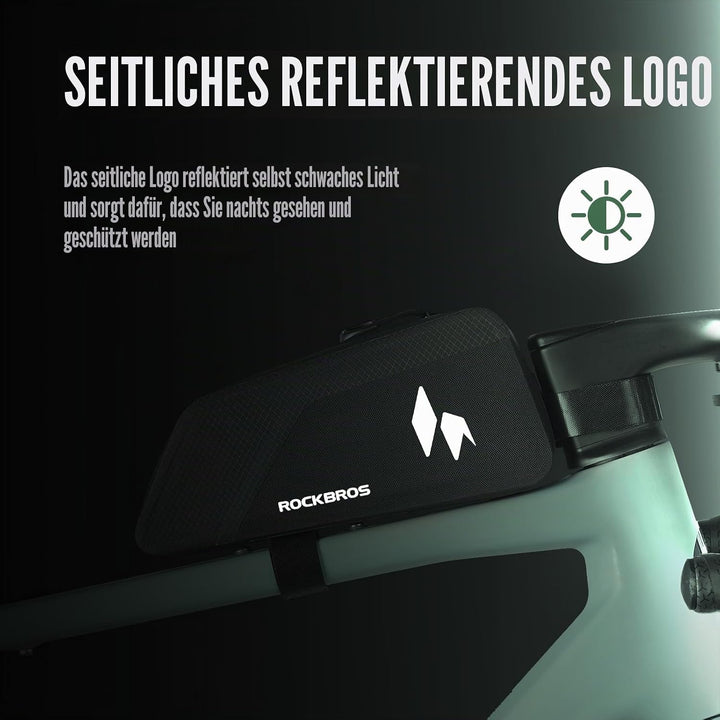 ROCKBROS Fahrrad Rahmentasche 100% Wasserdicht 1L, Oberrohrtasche Schlankes Design mit Formstabiler
