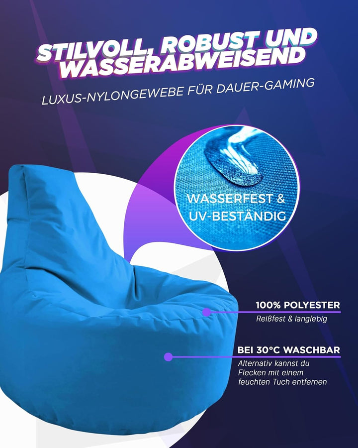 PATCH HOME Gamer Sessel mit Reissverschluss Lounge Kissen Sitzsack Sitzkissen Bean Bag In & Outdoor