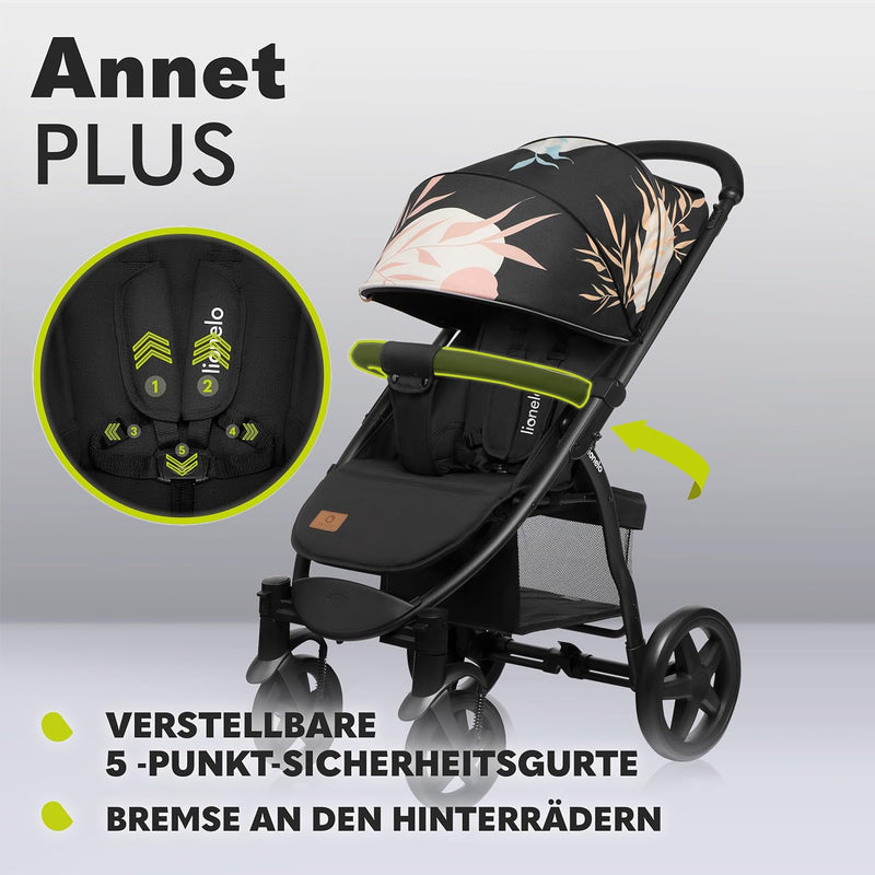 LIONELO Annet Plus Buggy bis 22 kg mit Liegefunktion, Kinderwagen klein zusammenklappbar mit Zubehör