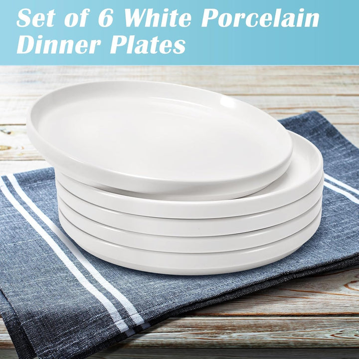 6 Stück Speiseteller, 20 cm Teller Set,Weiss Porzellan Speiseteller,Keramikteller für Salat, Pasta,