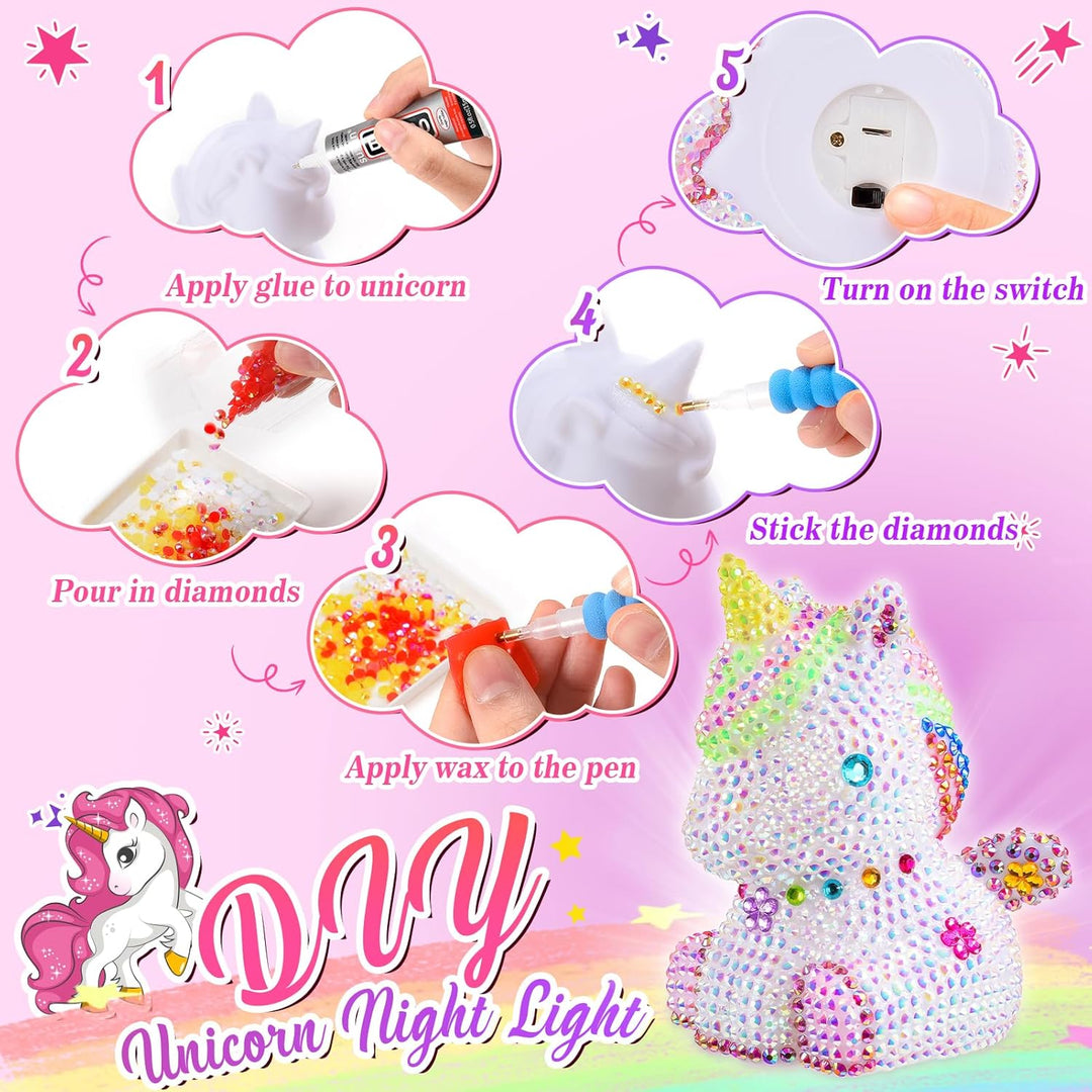 HappyGoLucky DIY Einhorn Nachtlicht Bastelset für Kinder – Einhorn Geschenke für Mädchen, Kinder Spi
