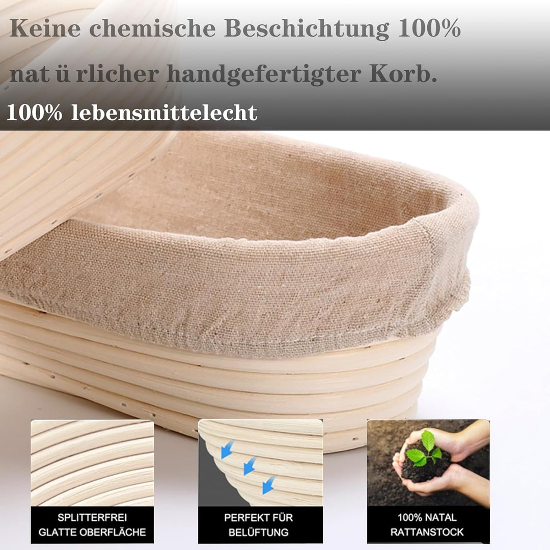 Gärkorb Oval 28cm, Gärkörbchen 1.2kg aus Peddigrohr, Brotbacken für Brot, Brot Backen Zubehör, Garkö
