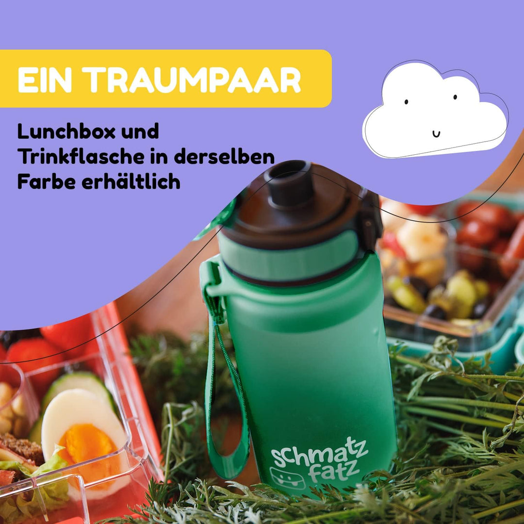 schmatzfatz Trinkflasche Kinder Auslaufsicher - 350ml, Grün - Trinkflasche Kohlensäure geeignet, Was