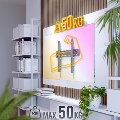 RICOO TV Wandhalterung Fernseher Neigbar Flach Slim für 30-55 Zoll, Universal TV Halterung N4544, Fe