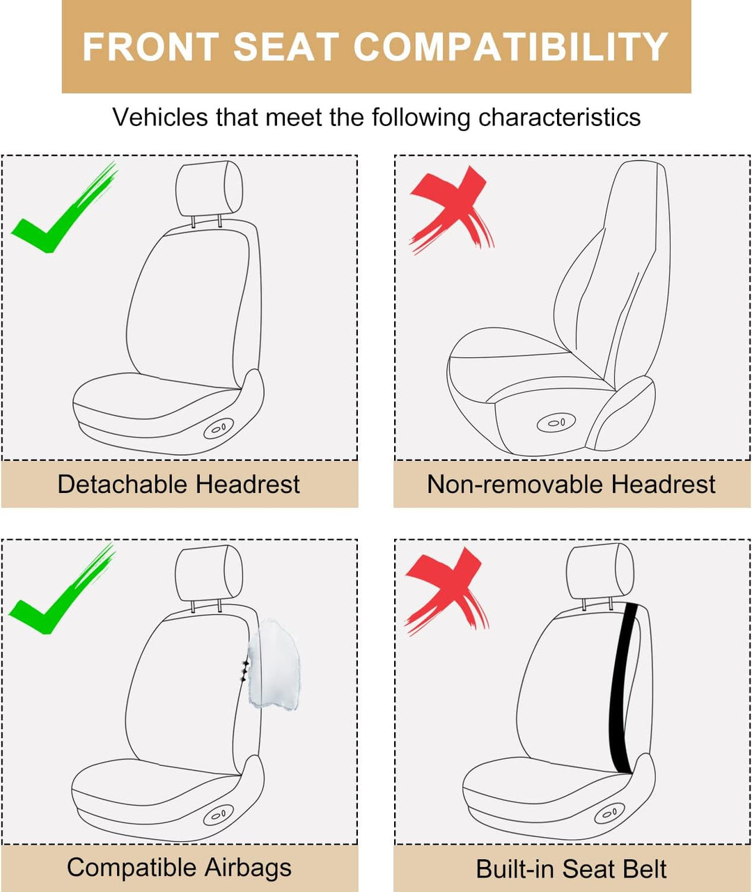 Sitzbezüge Auto Vordersitze 2 Stück, Autositzbezüge PU Leder Universal Set, Kompatibel mit Den Meist