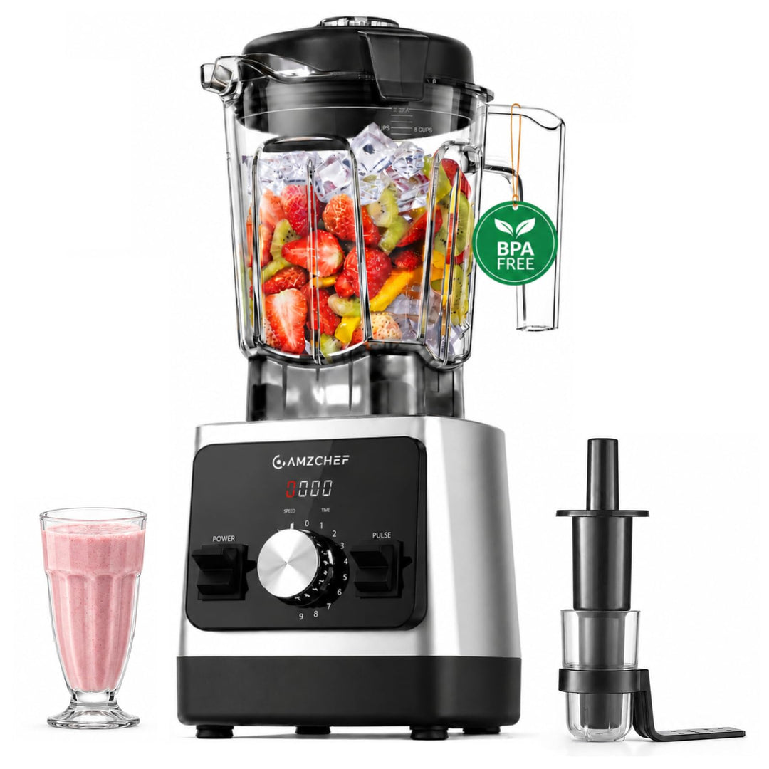 AMZCHEF Smoothie Maker 1800W Standmixer Blender, Hochleistungsmixer mit 2L Tritan-Behälter (BPA-frei