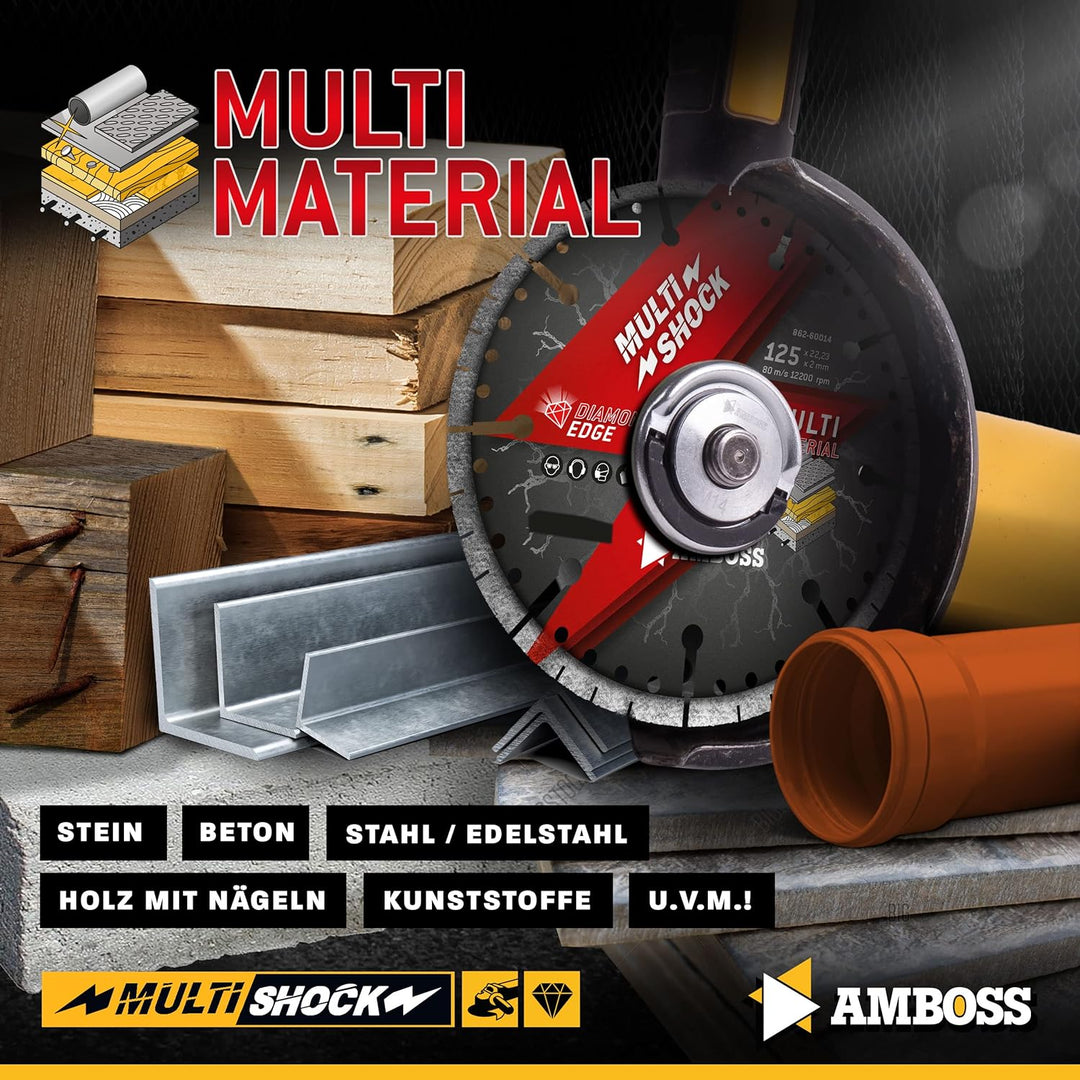 Amboss MultiShock - Diamant-Trennscheibe Ø 230 mm x 22,2 mm - Universal/Allround | Segmenthöhe: 10 m