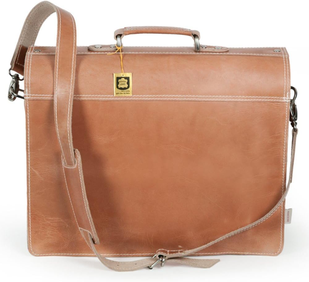 hamosons Klassische Aktentasche Lehrertasche aus Leder, für Damen und Herren, in verschiedenen Farbe