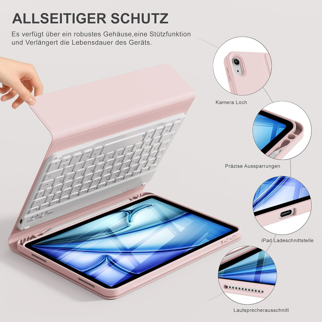 Hülle mit Tastatur für iPad Air 11 Zoll M3 2025 M2 2024/Air 5 Generation 2022 4 Gen 2020 10,9 Zoll,