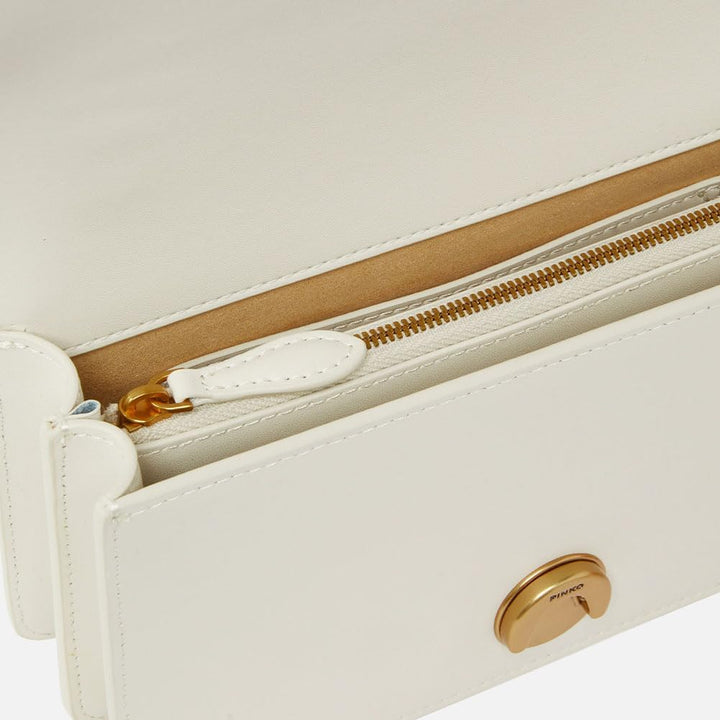 Pinko Damen Love One Mini Dc Kalbsleder Seide Tasche, Einheitsgrösse Z14q_weiss Seide Antique Gold,
