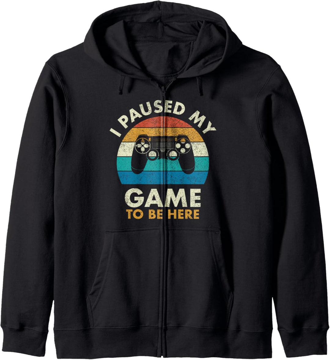 Ich habe mein Spiel angehalten, um hier zu sein, Vintage-Stil, Gamer, Gaming Kapuzenjacke