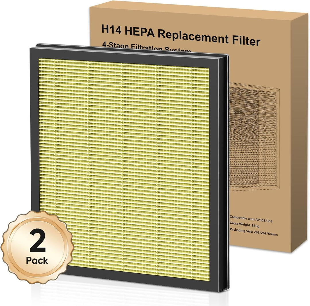 DAYETTE 2 Pack H14 Ersatzfilter Kompatibel AP303/AP304 Luftreiniger, 4-in-1 H14 Grade True HEPA High
