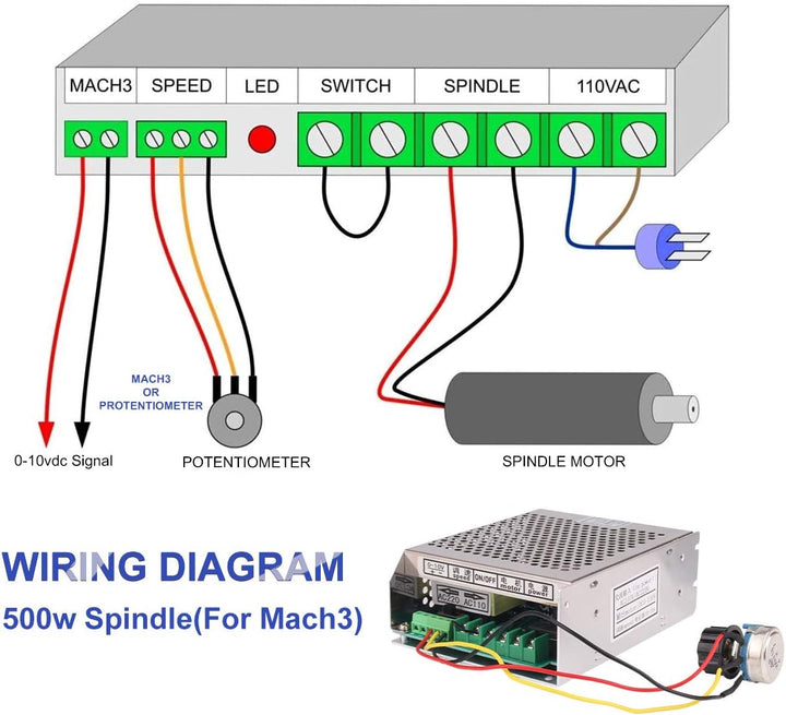 500W Luftgekühlten 0.5kw Mini Spindle Motor + 220V MACH3 Geschwindigkeit Power Converter + 52mm Clam