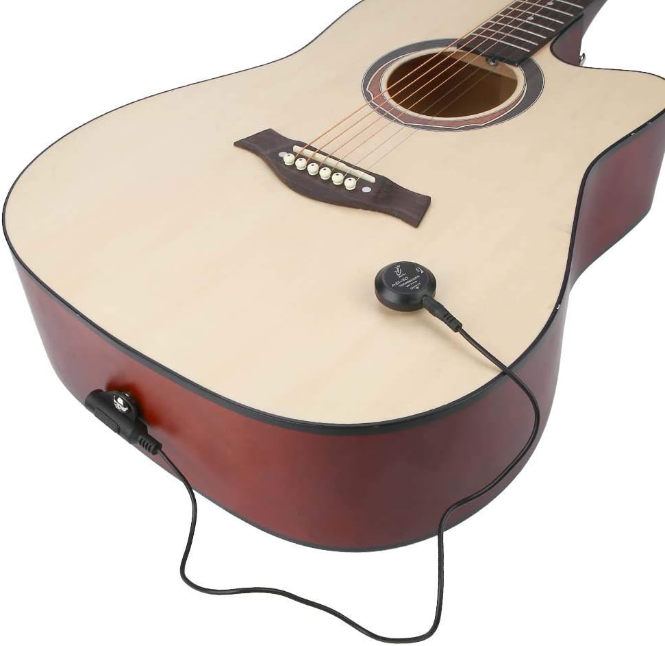Gitarren-Pickup-Wandler,Schwarz Mini Piezo Pickup Kontakt Mikrofon Wandler Gitarre Zubehör für Akust