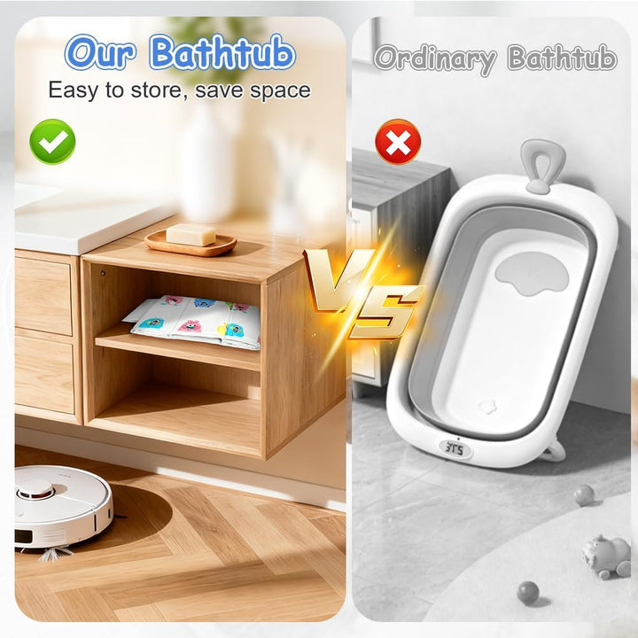 AUYAO Faltbare Badewanne Kinder Tragbare Säuglings Badewanne Baby mit Ablassschraube Integrierte Tra