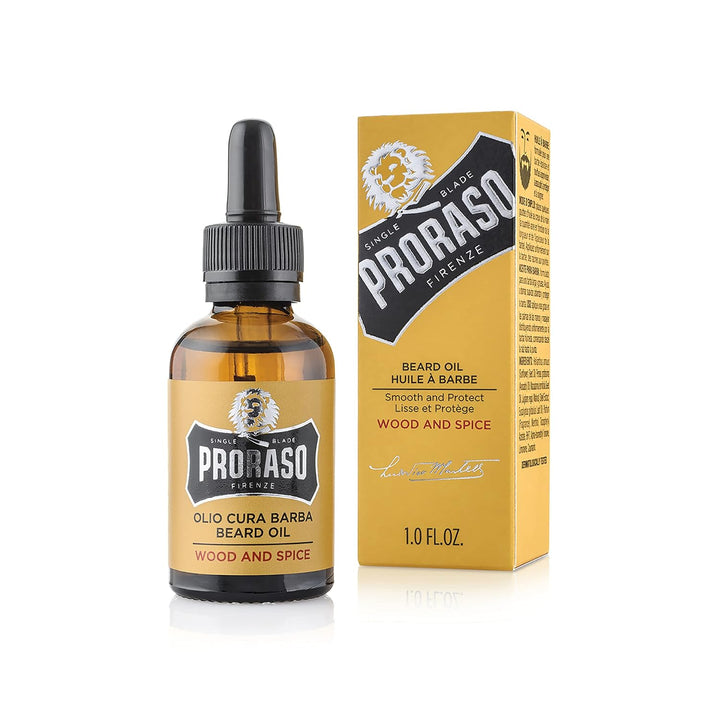 Proraso Beard Oil Cypress &amp; Vetyver 30ml &amp; Beard Oil, Wood &amp; Spice, 30 ml, Bartöl mit Zedernholz &amp; Z