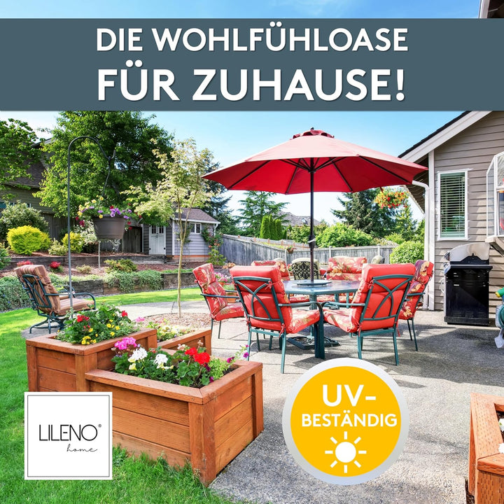 LILENO HOME Gartenstuhl Auflagen [2er Set - Hochlehner] in Anthrazit - Bequeme Liegen als Sitzauflag