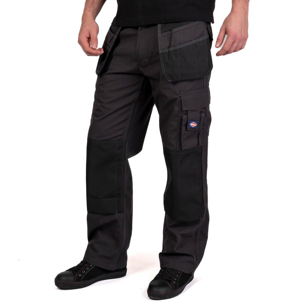Lee Cooper Herren Multi & Holster Pocket Kneepad Arbeitssicherheitshose Cargohose, Grau / Schwarz, 3