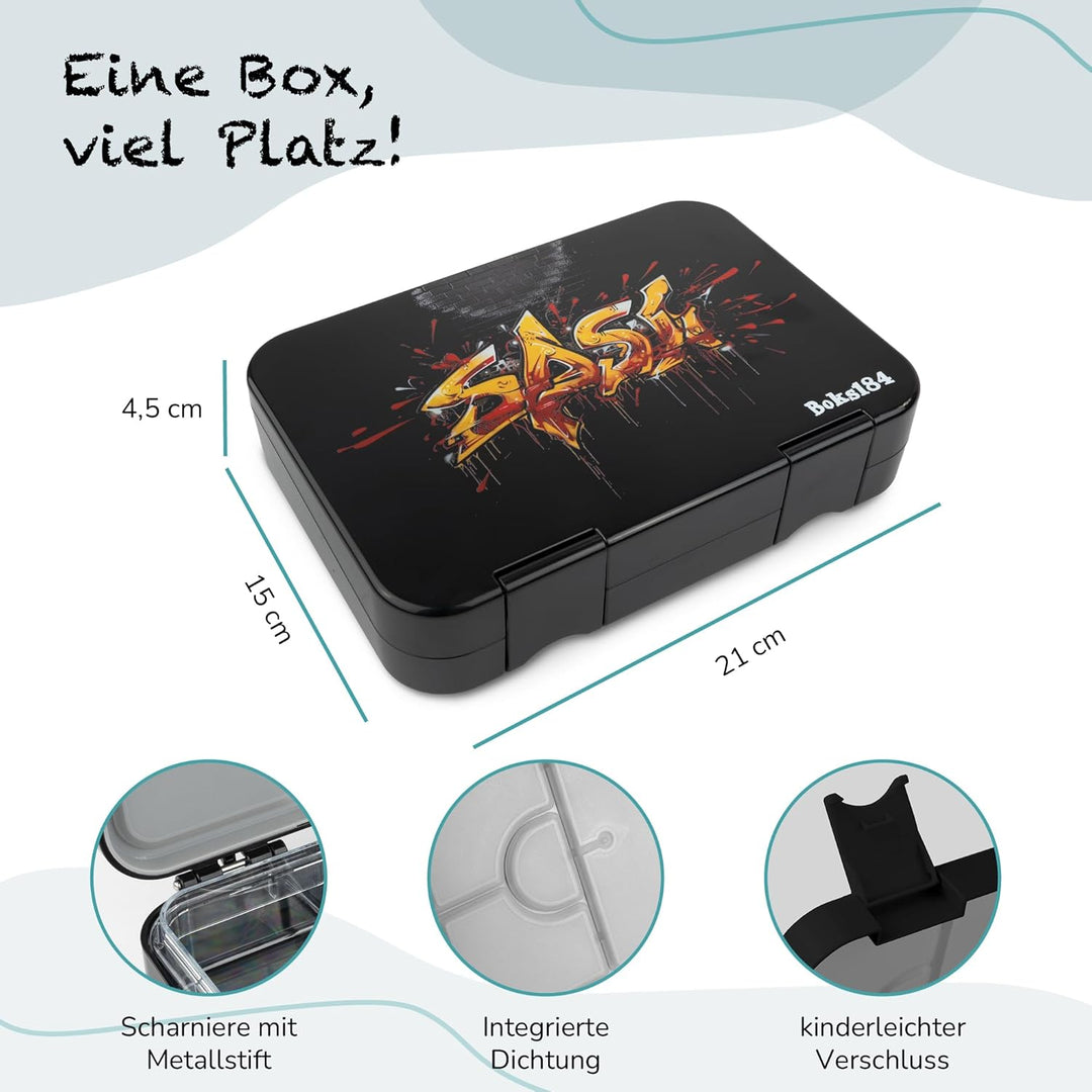 Brotdose Kinder mit Fächern - Bento Box auslaufsicher - robust - BPA Frei Lunchbox - Brotbox für Sch