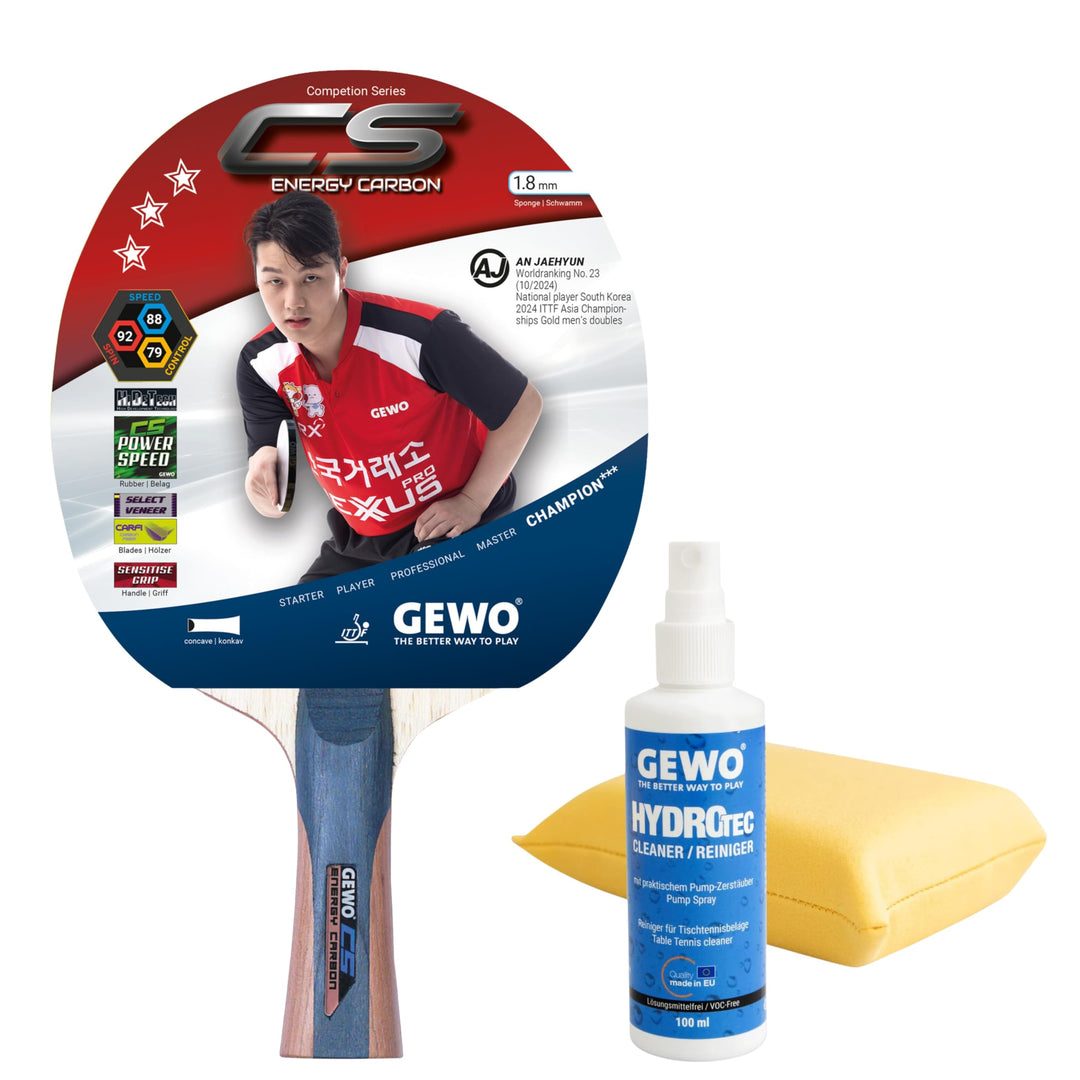 GEWO CS Energy Carbon - Tischtennis-Schläger - Profi-Tischtennisschläger, ITTF genehmigt - Carbon-Sc