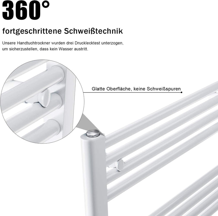 ELEGANT Heizkörper Bad 1600x400 mm Weiss Badheizkörper Mittelanschluss Handtuchwärmer Handtuchtrockn