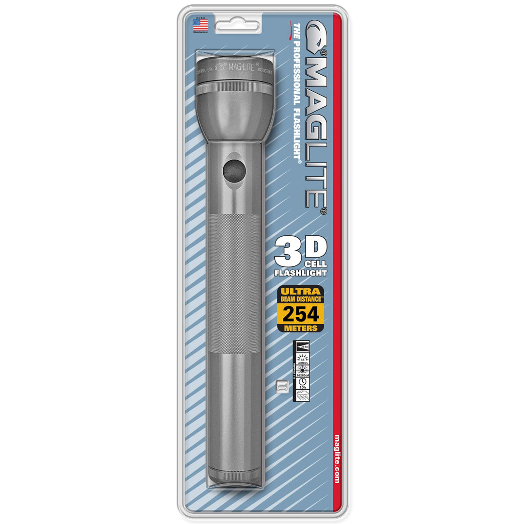 MAGLITE MAGLITE Xenon-Lampe 3D Taschenlampe grau Grau 3 Cell in Blister Pack, Grau 3 Cell in Blister