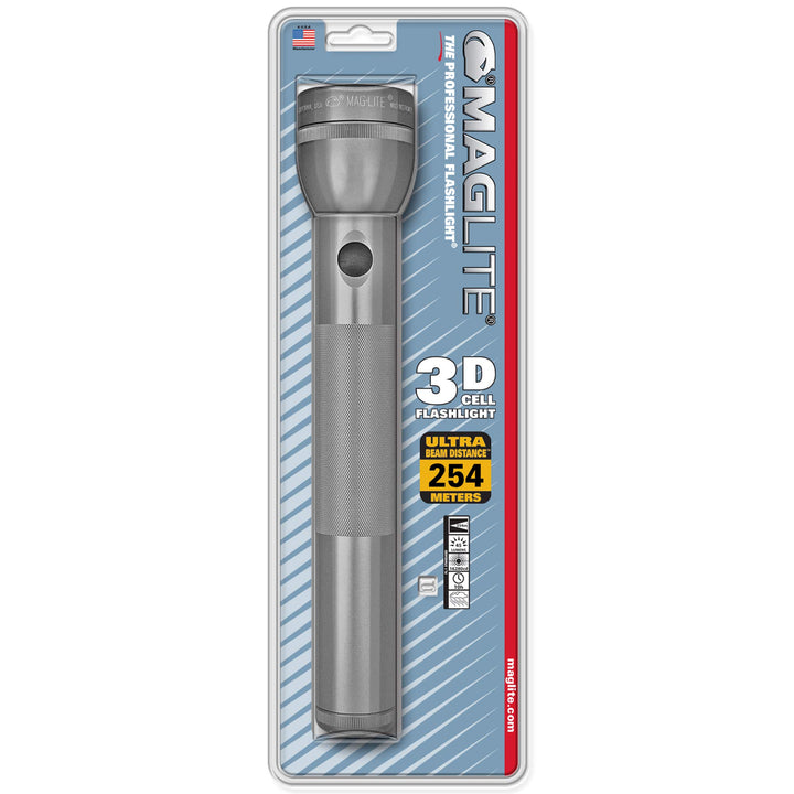 MAGLITE MAGLITE Xenon-Lampe 3D Taschenlampe grau Grau 3 Cell in Blister Pack, Grau 3 Cell in Blister