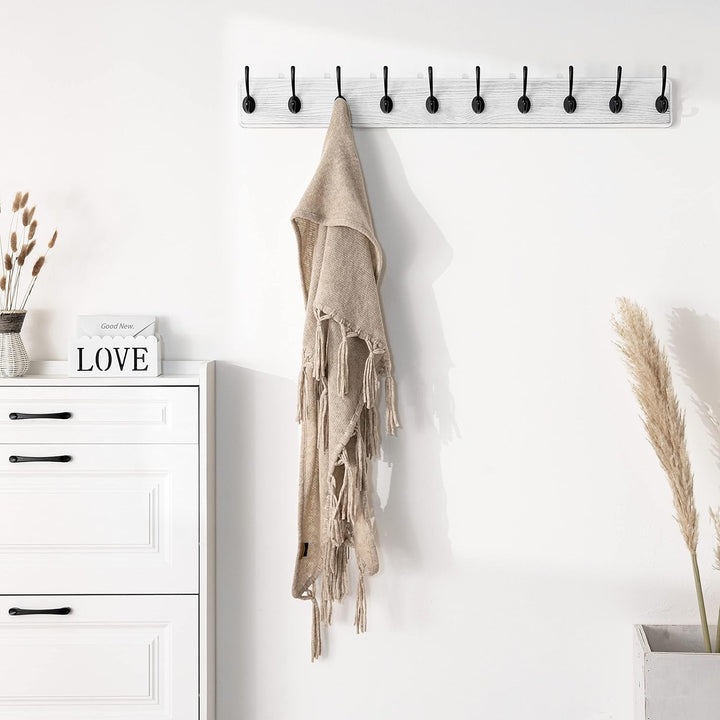 SKOLOO Bauernhaus-Stil Wand-Kleiderhaken, 2er-Pack, Kiefer Massivholz Garderobenständer - 10 Haken z