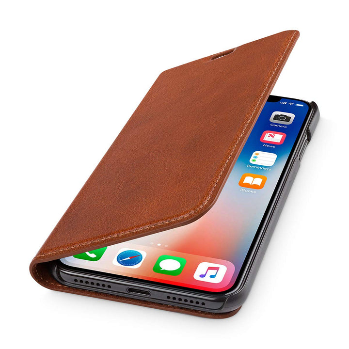 WIIUKA Echt Ledertasche - TRAVEL Italy - für Apple iPhone XS MAX - PFLANZLICH GEGERBTES Leder - Cogn