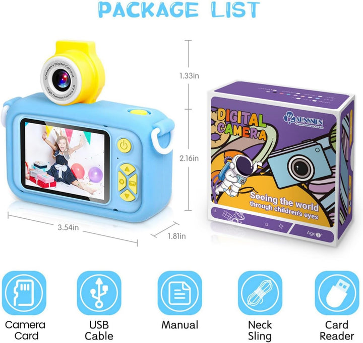 ARNSSIEN Digitalkamera für Kinder Kamera,2,4" IPS Kinderkamera mit 180°Flip | 1080P videokamera &amp; Se