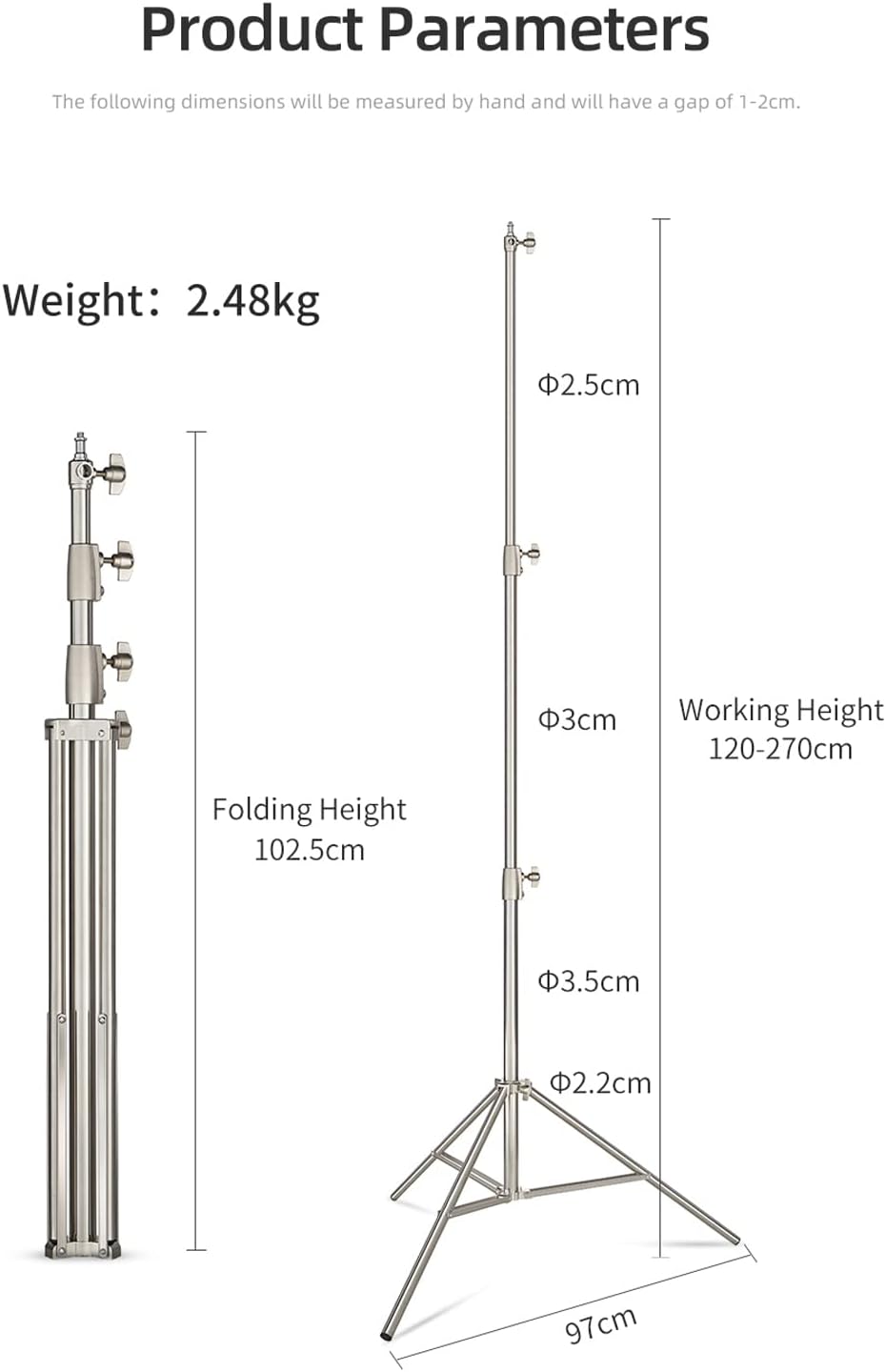 AMBITFUL 280cm 9FT Studio Lighting Photo Studio Stainless Steel Light Stand for HTC Vive VR, Video,