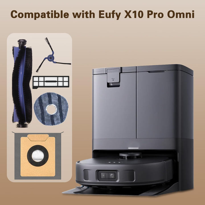VIEWALL 19 Pack Zubehör für Eufy X10 Pro Omni Staubsauger,1 Hauptbürste,4 Wischtuch-Pads,4 Seitenbür