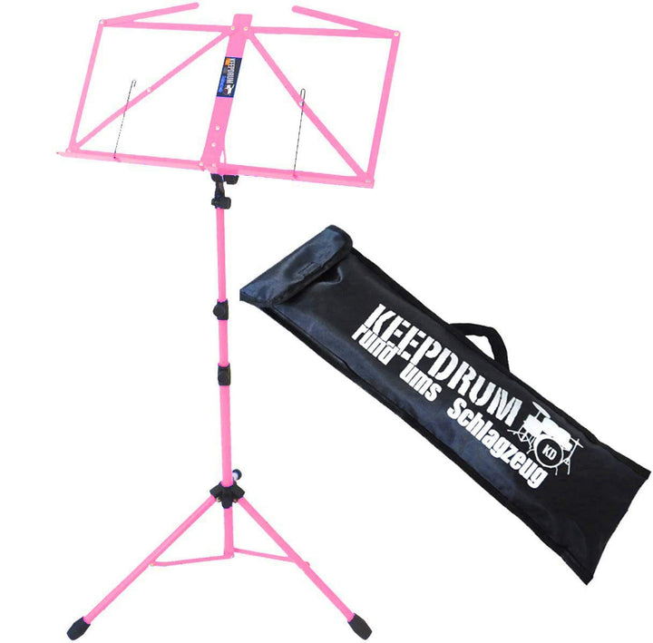 keepdrum MUS3 PK Notenständer Notenpult Pink Rosa mit Trage-Tasche Bag
