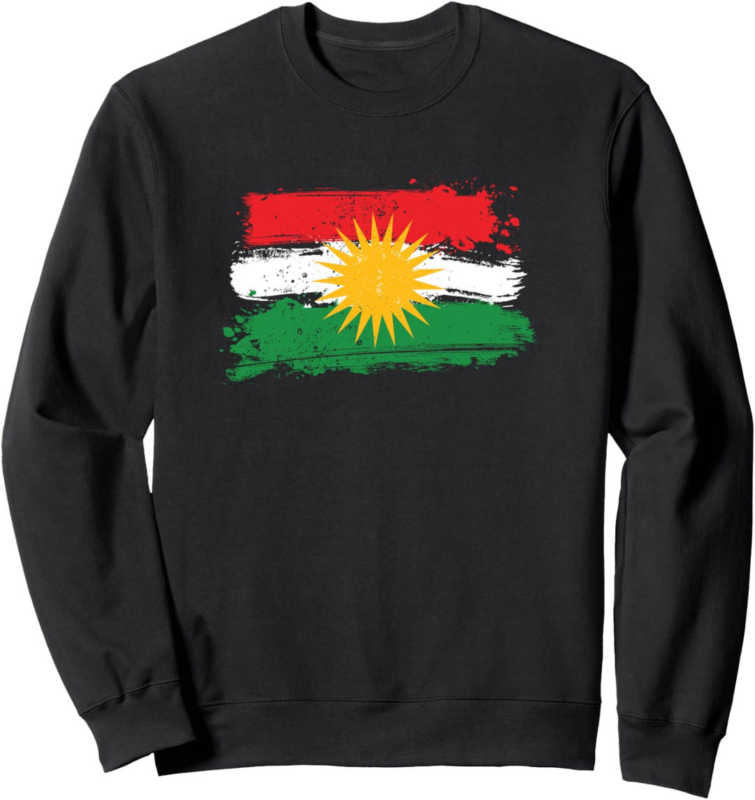 Kurdistan Flagge Design Kurdisch Sonne Grunge Pinsel Art Sweatshirt