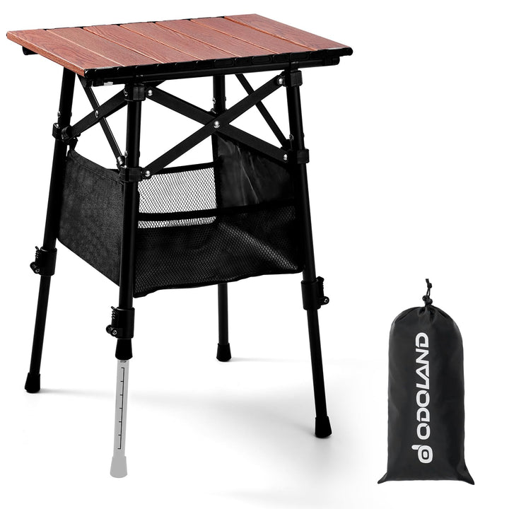 Odoland mini Campingtisch höhenverstellbar mit Aufbewahrungstasche, 40 x 30 cm Leicht Klapptisch aus