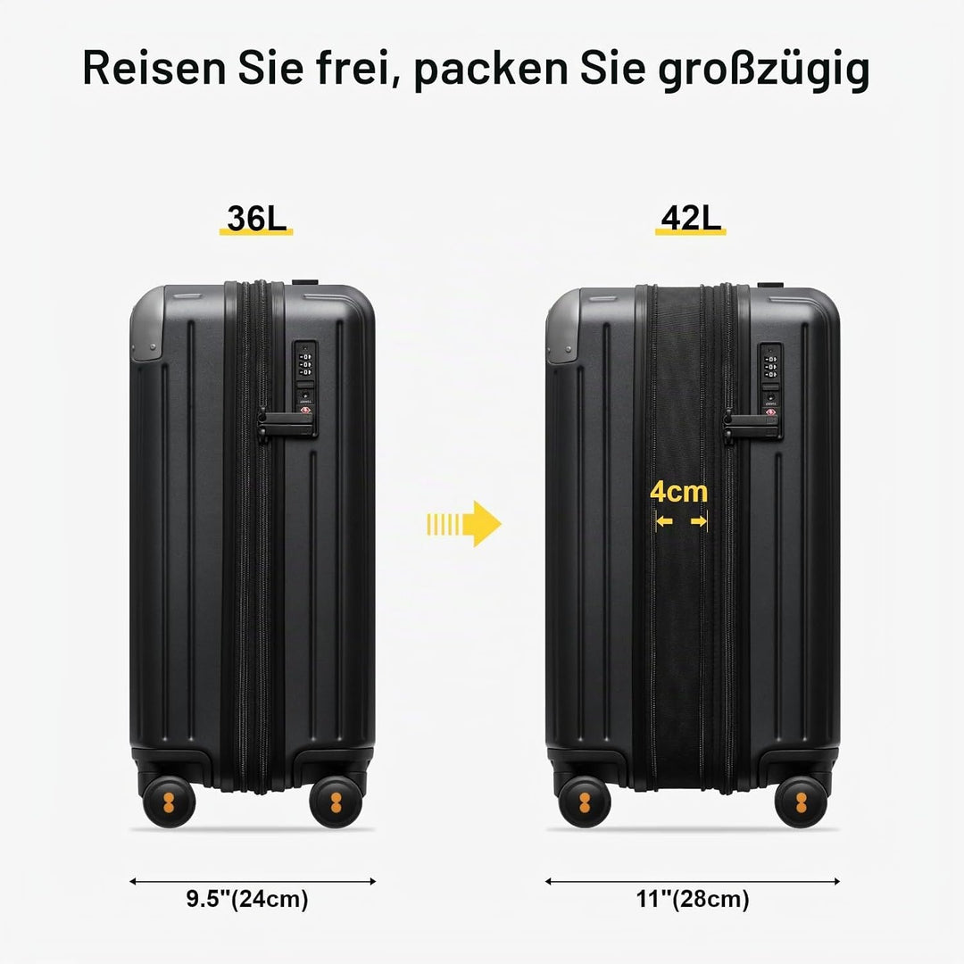 LEVEL8 Koffer Trolley Leicht Handgepäck Erweiterbar, 55cm, 36-42L | Hartschalenkoffer aus 100% Polyc