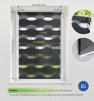 Rikmani Doppelrollo Fensterrollo Welle Klemmfixierung Duo-Rollo Zebrarollo Seitenzugrollo ohne Bohre