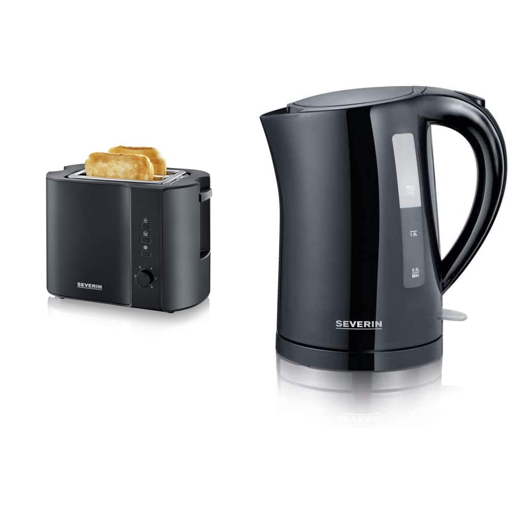 SEVERIN AT 9552 Automatik-Toaster (800 W, Inkl. Brötchen-Röstaufsatz, 2 Röstkammern) schwarz/matt &