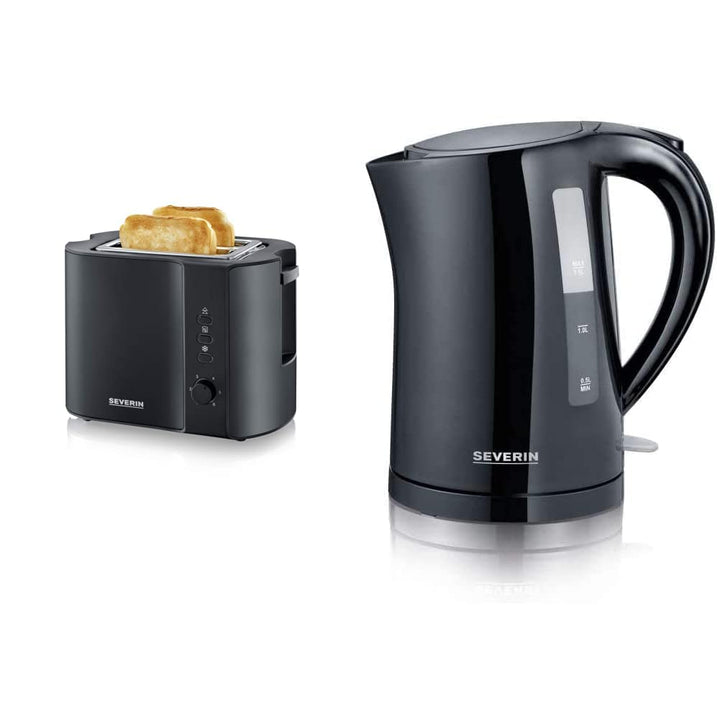 SEVERIN AT 9552 Automatik-Toaster (800 W, Inkl. Brötchen-Röstaufsatz, 2 Röstkammern) schwarz/matt &