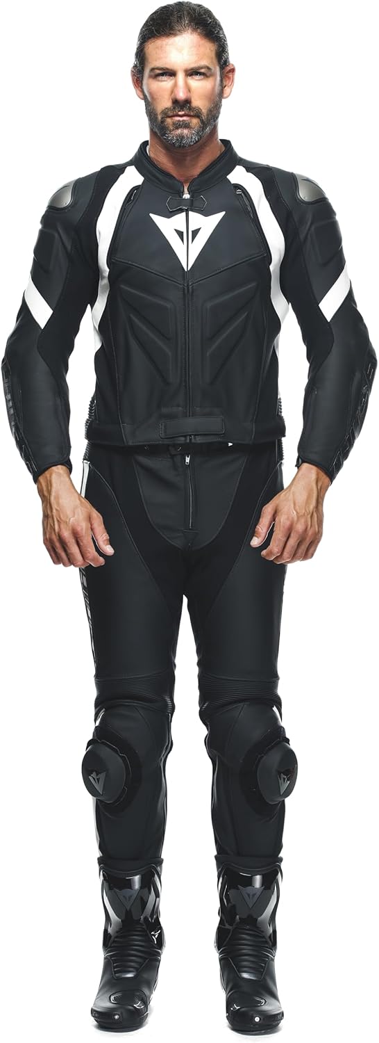 Dainese Avro 4 2-Teiler Motorrad Lederkombi (Black/White,46) 46 BLACK-MATT/BLACK-MATT/WH, 46 BLACK-M