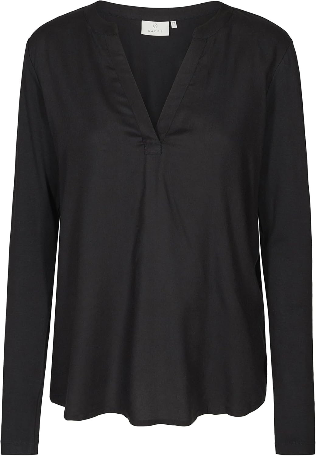 KAFFE Langarm-Bluse Kacalina Damen Bluse Langarm Casual Basic Shirt V-Ausschnitt 34 Black Deep, 34 B