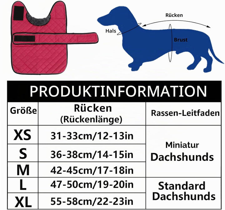 Geyecete - Warmer wintermantel für dackel Hunde,Hunde winterjacken mit plüschfutter,Outdoor jacken m