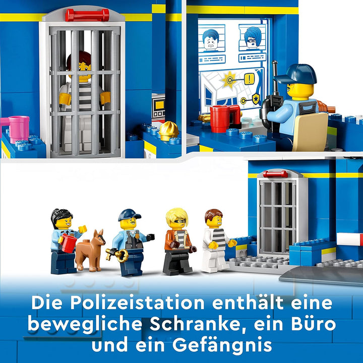 LEGO City Ausbruch aus der Polizeistation Spielset, Polizeiauto Spielzeug und Motorrad für Kinder ab