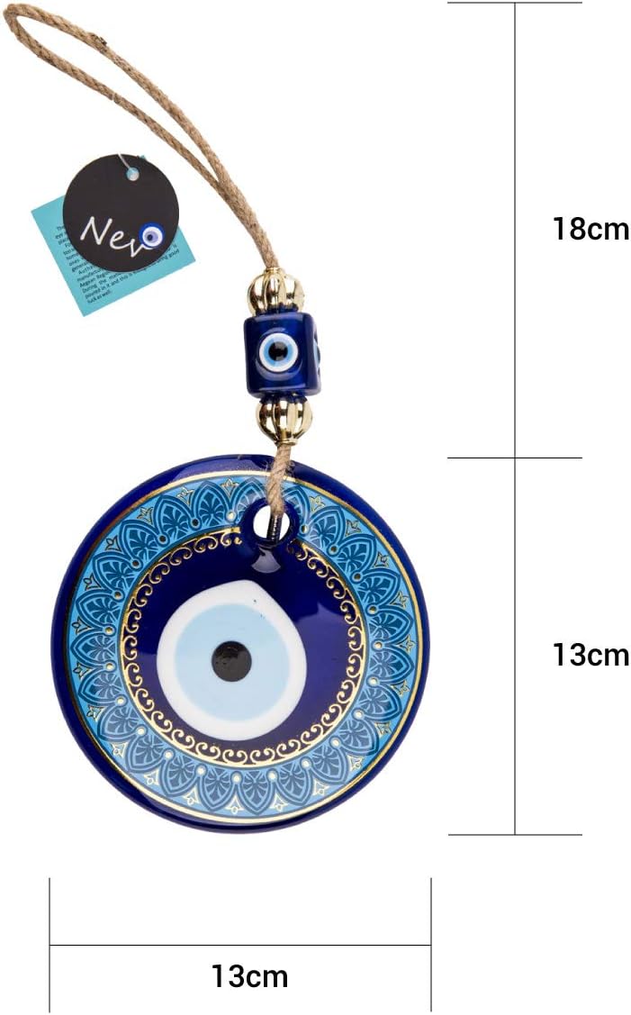 nevfactory Nev Nazar Boncuk Evil Eye Wanddeko - Handgefertigter Mystischer Glücksbringer mit Türkisc