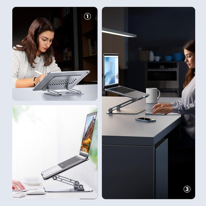 JOIOT Laptop Ständer Höhenverstellbar Laptop Stand Aluminium Ergonomischer Laptopständer Faltbarer N