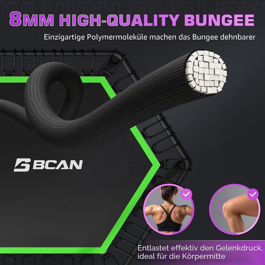 BCAN Fitness Trampolin Indoor Ø 122/133 cm, Trampolin Erwachsene bis 250 kg, Bodentrampolin mit vers