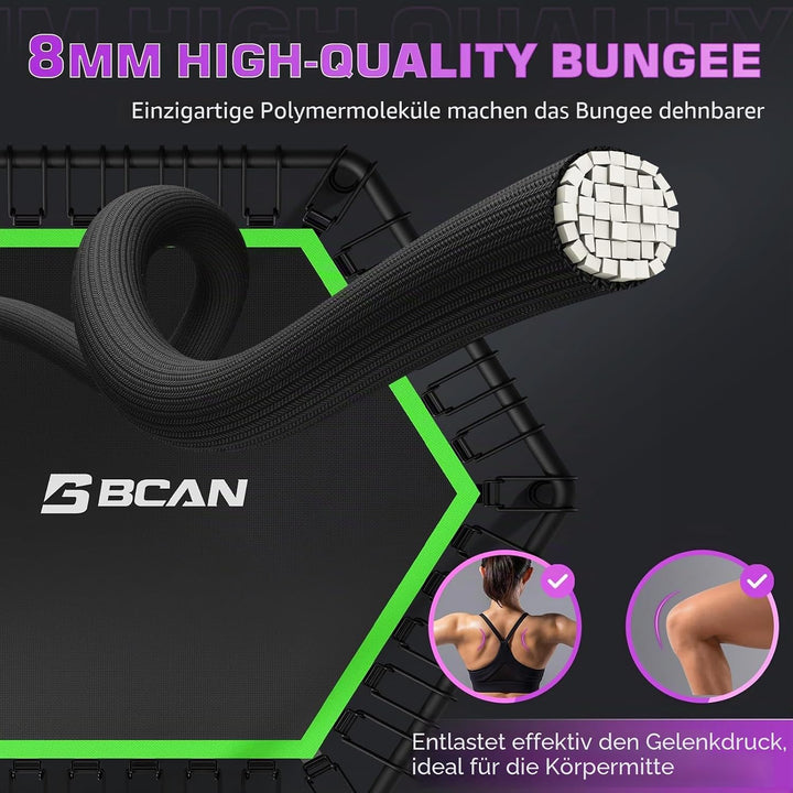 BCAN Fitness Trampolin Indoor Ø 122/133 cm, Trampolin Erwachsene bis 250 kg, Bodentrampolin mit vers
