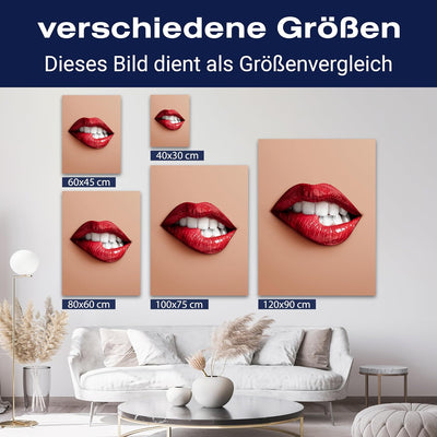 wandmotiv24 Leinwandbild 260 g/m² - Kunstdruck auf Leinwand - Wandkunst - Wandbild mit Frauen Lippen